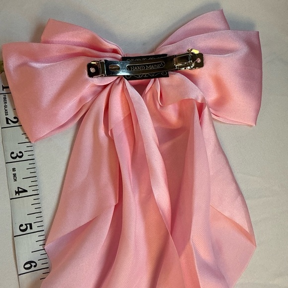 Chic Light Pink Satin Bow Hair Barrette - Picture 5 of 7